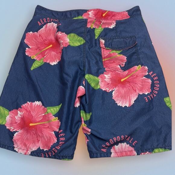 AEROPOSTALE Men’s 32 Blue Pink Floral Board Shorts - Picture 2 of 3
